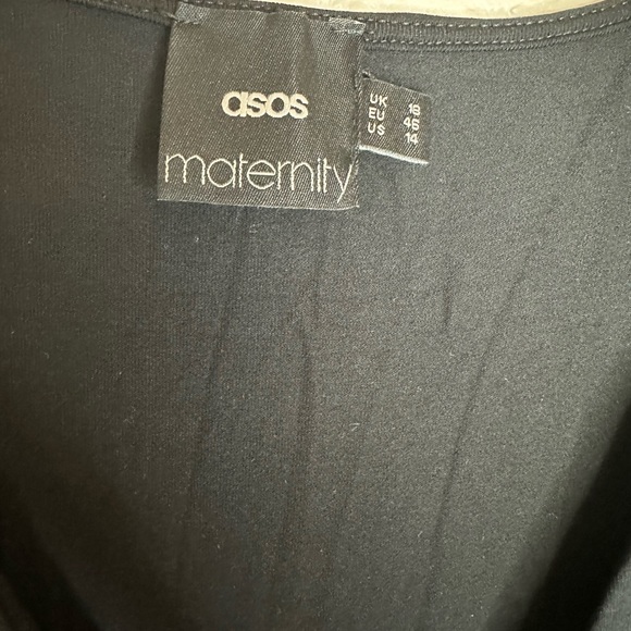 ASOS Maternity Black Faux Wrap Dress Size 14 - Picture 4 of 4